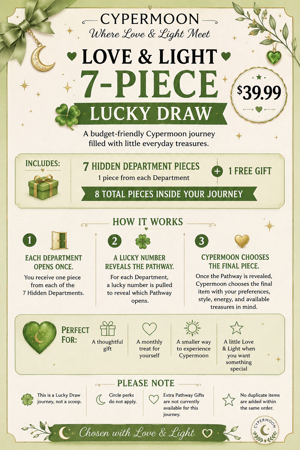 ON SALE - 7pc Lucky Draw - Love & Light Journey - NOT a Scoop